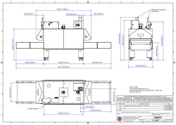Cavazutti Ace 950 Dryer Up/Dn Up-Down Belt 220v